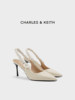 Charles&Keith Autumn and Winter Women's Shoes Sl1-60280458 French Genuine Leather Pointed Toe Stiletto Heel Toe-Cap Sandals