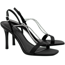 CHARLES&KEITH summer womens shoes CK1-60280328 fashionable semi-precious stone chain decorated high-heeled sandals for women