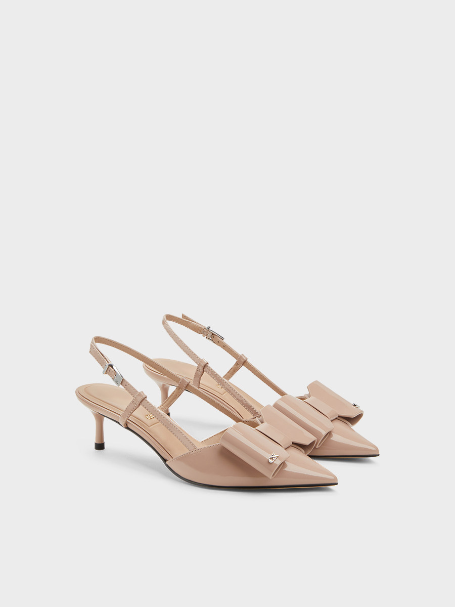 Charles&Keith Autumn and Winter Women's Shoes Sl1-61900044 Pointed Toe Bow Backless High-Heeled Sandals for Women