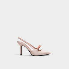 Босоножки charles&keith25夏新款ck1-60361556缎面蝴蝶结尖头高跟凉鞋婚鞋 &