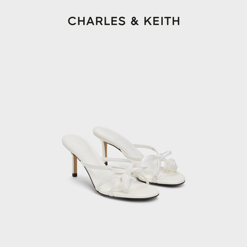 Charles&Keith26 New Summer Style Ck1-60361616 Flower Bow Thin Strap High Heels Sandals and Slippers Charles&Keith26 New Summer Style Ck1-60361616 Flower Bow Thin Strap High Heels Sandals and Slippers