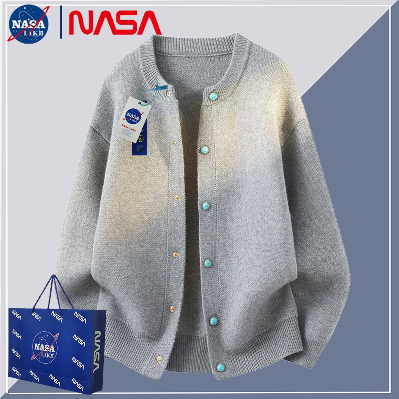 Nasa Co-Branded Cardigan Sweater for Men and Women, Autumn and Winter Thick Knit Sweater Jacket, New Chinese Style Niche Design Top Nasa Co-Branded Cardigan Sweater for Men and Women, Autumn and Winter Thick Knit Sweater Jacket, New Chinese Style Niche Design Top