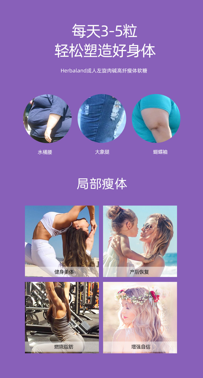 疑似bug价 加拿大进口 Herbaland 成人左旋肉碱高纤软糖 90粒 图5