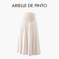 French ARIELLE DE PINTO maternity wear spring high-waisted solid color drape slim pleated skirt