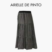 French ARIELLE DE PINTO maternity wear early autumn plaid cake skirt retro stitching A-line skirt