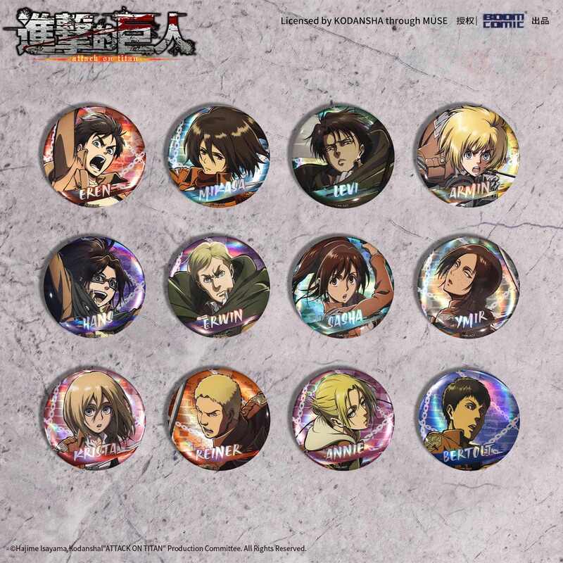 【Official】Attack on Titan Season 3 Character Badges/Buttons Levi Eren Mikasa Official Merchandise