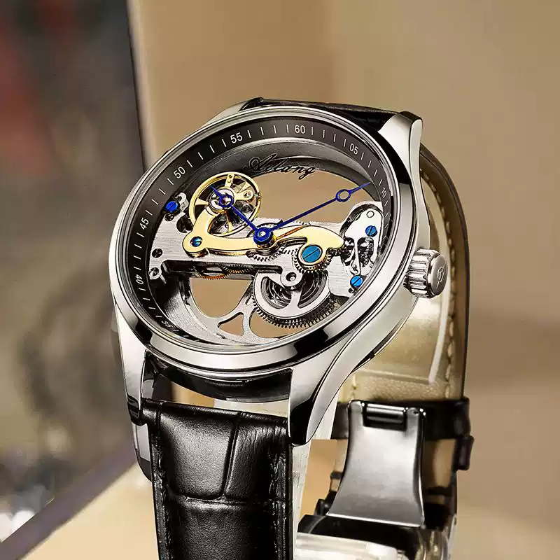 Official Authentic Ailang New Automatic Skeleton Mechanical Watch Men Korean Style Fashion Waterproof Men's Mechanical Watch Trendy