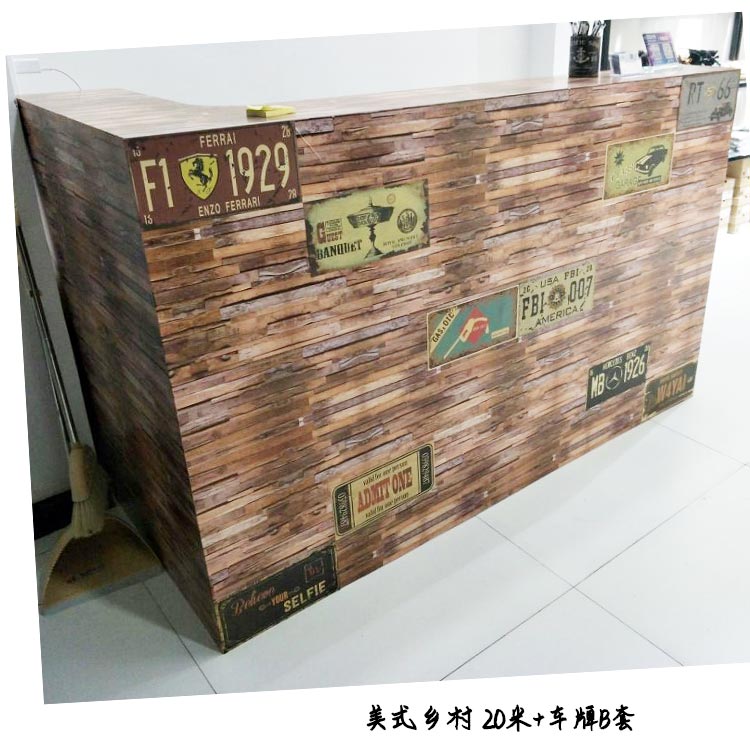 Bar Stickers Refurbished Self-Adhesive Wallpaper Cashier Counter Furniture Whole Cupboard Kitchen Table Wallpaper Furniture Renovated Stickers Cabinet