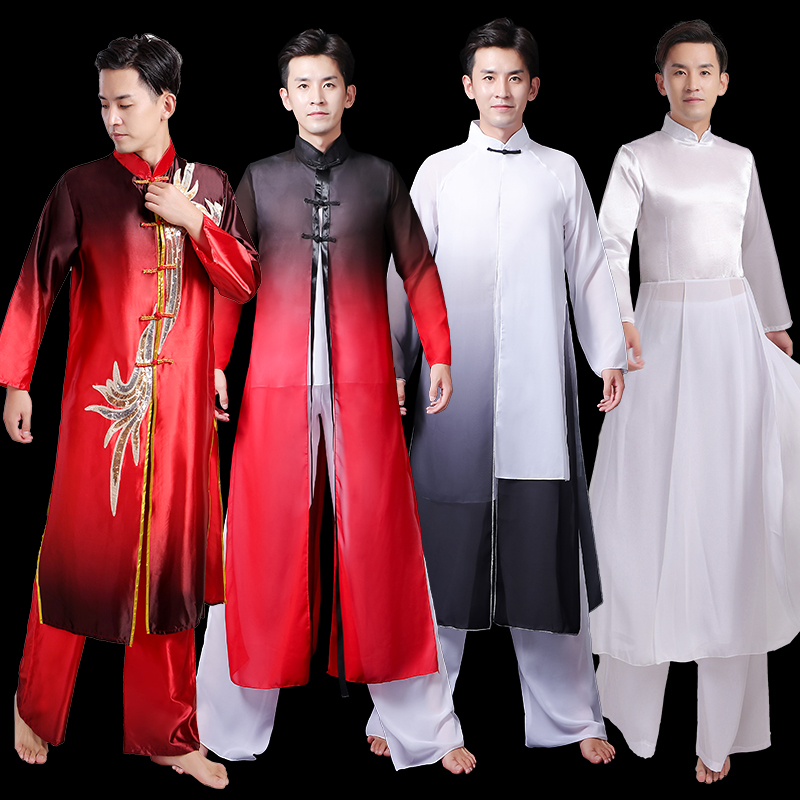 Chinese style classical dance performance clothing men's mid-length gauze clothing atmosphere theatrical performance national costume students
