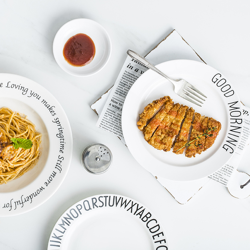 Nordic home plate tableware ceramic disc creative dinner plate dessert plate net the scarlet letter motherboard plate of pasta dish for breakfast
