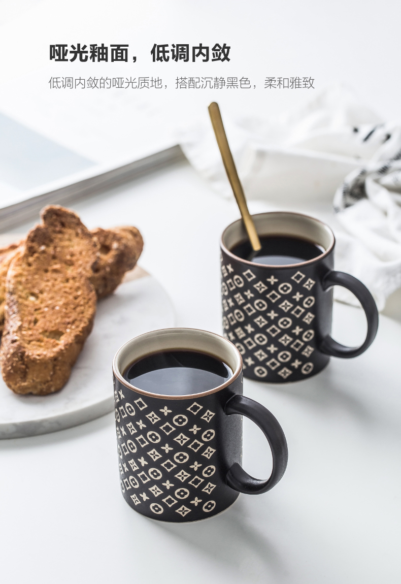 Ins Japanese ceramic keller large capacity cup cup creative cup contracted household breakfast cup of coffee cup