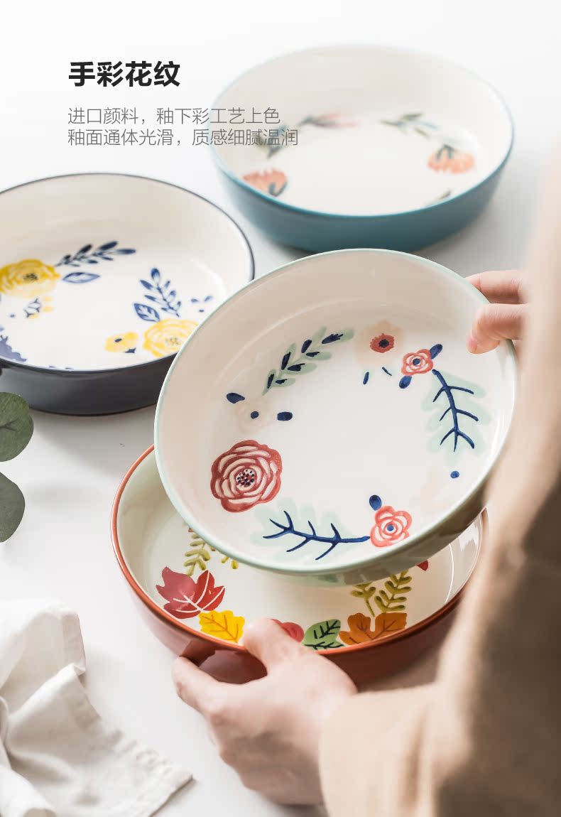 Japanese creative dishes home western - style food plate ceramic deep dish soup plate Nordic contracted salad plates breakfast dish