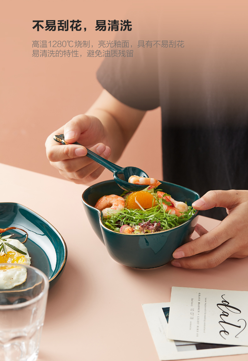 Up Phnom penh ceramic bowl household love sweet snack to use creative breakfast table move fruit salad bowl of oatmeal bowl