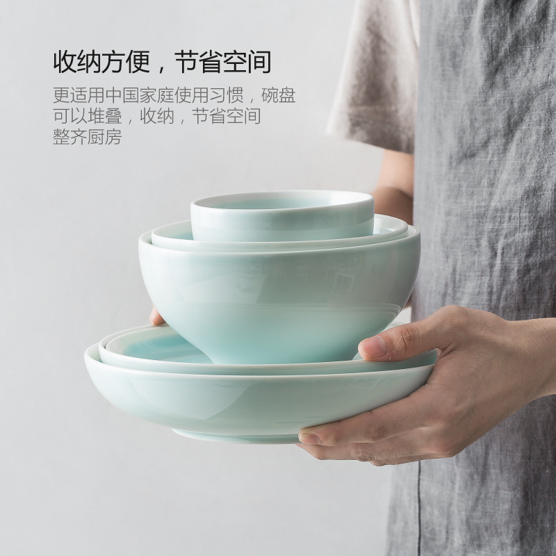 Tableware suit northern dishes suit household ins ceramic Korean eat rice bowl contracted rice bowls bowl chopsticks dishes