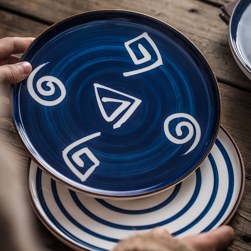 Dessert salad disc household dish dish dish dish Japanese - style steak hand - made ceramic disc western - style food plate breakfast restoring ancient ways