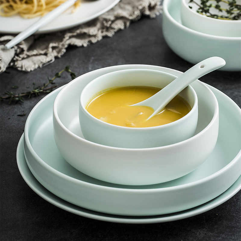 Tableware suit 56 head of household Nordic INS mint green dishes suit contracted combination dishes chopsticks ceramics