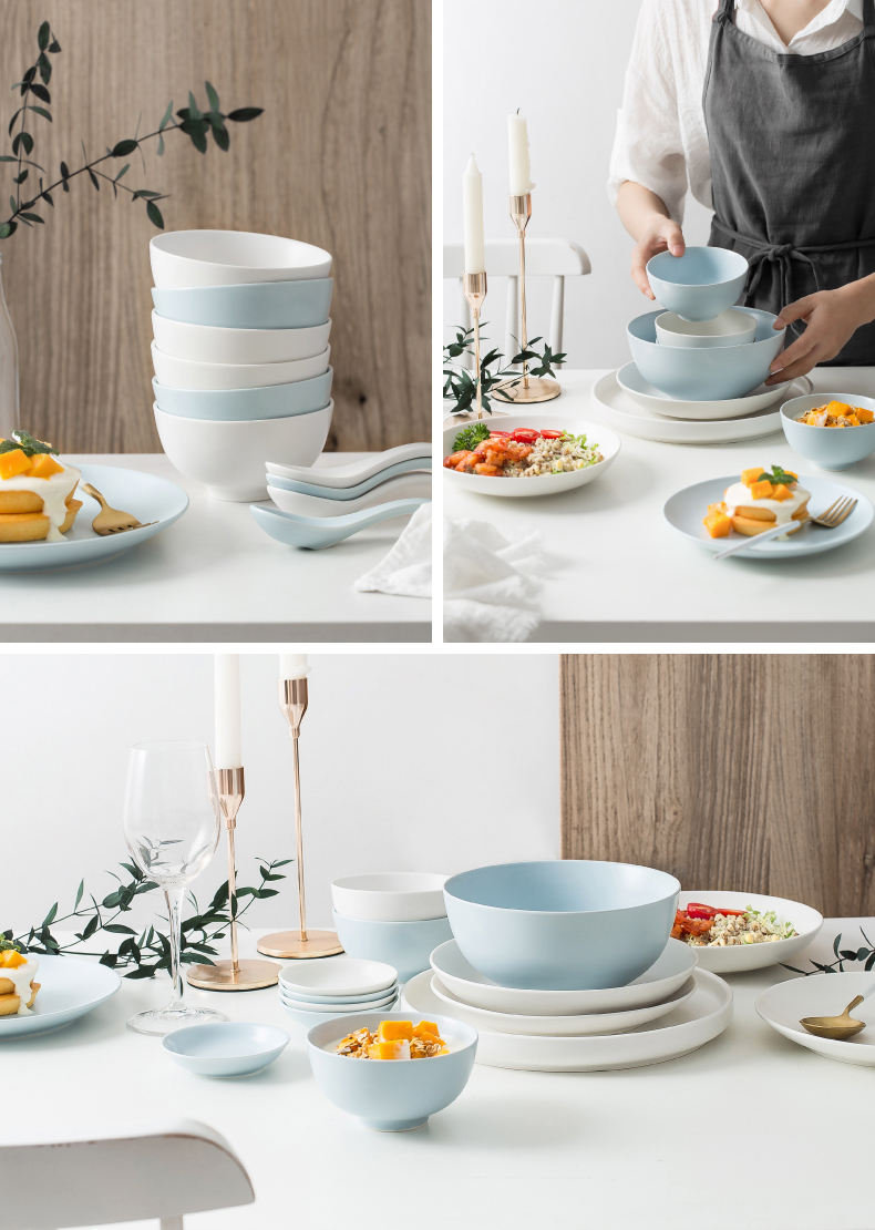Nordic bowl chopsticks, Japanese dishes suit contracted household ceramics ins tableware web celebrity picking 2 people eat bread and butter of plates