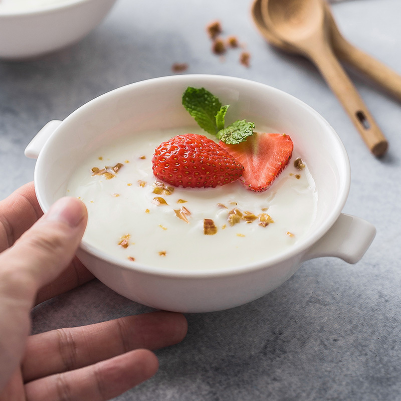 The Children 's breakfast bowl of creative household ceramics pure white ears bowl dessert bowl bowl of steaming bowl of move bird' s nest egg bowl of yogurt