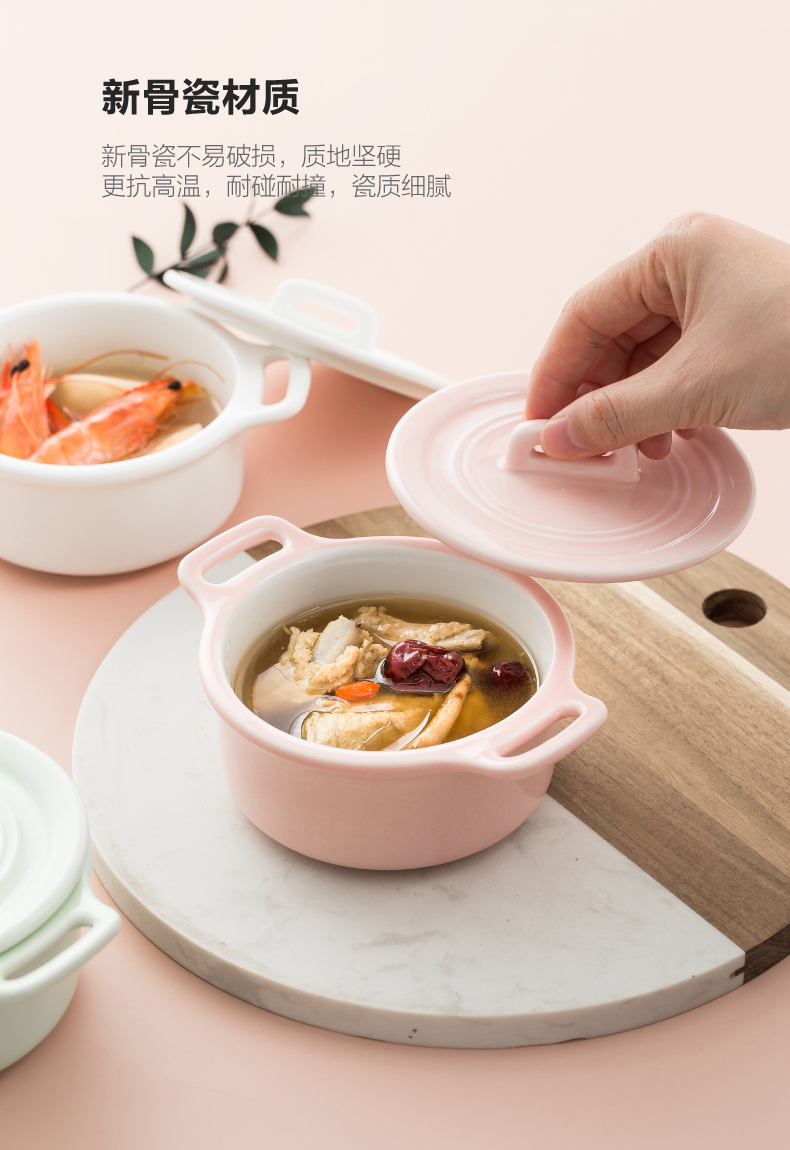 Baking with cover ears of roasted bowl dessert bowl of soup bowl ceramic steamed egg bowl baby see tureen them resistant to high temperature