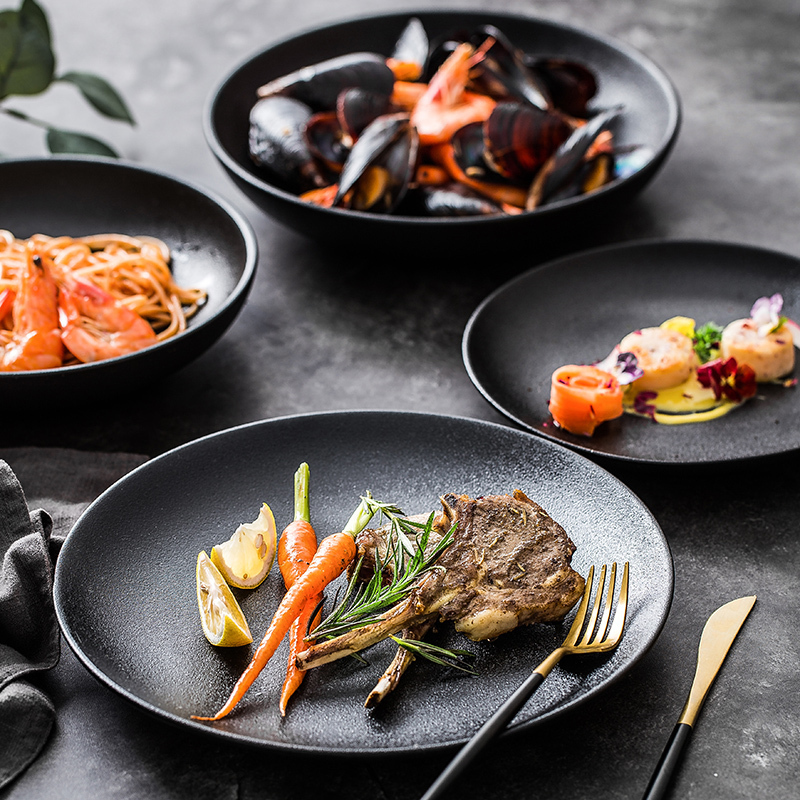 Creative steak dishes pure western dessert plate disc side plate of household ceramic plates hotel western - style tableware suit