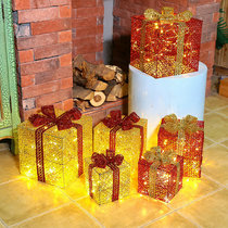 New Year Festival iron gift box three pieces of shopping mall window furnishings gift box Christmas decoration header