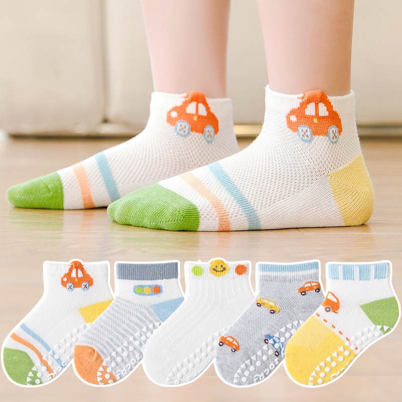 Children's Floor Socks with Anti-Slip Dots, Cotton Socks for Babies, Summer Mesh Kids' Socks, Home Socks for Ages 1-12