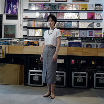 Petite Gamine-plain linen dyed plaid skirt