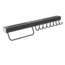 Kitchen rack hooks punch-free rack hanging rod wall-mounted spoon shovel wall storage movable row hooks space aluminum