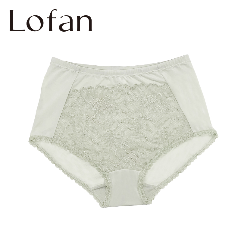 Lofan Seamless High-Waisted Lace Belly-Protecting Comfortable Briefs Breathable Underwear Hip-Covering Women 5149