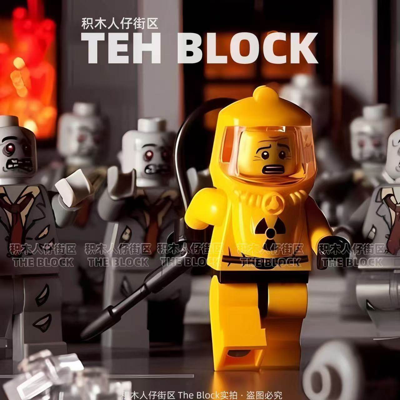 Toy Biohazard Building Blocks Minifigures Zombie Triangular Head Killer Horror Monster for Boys and Girls