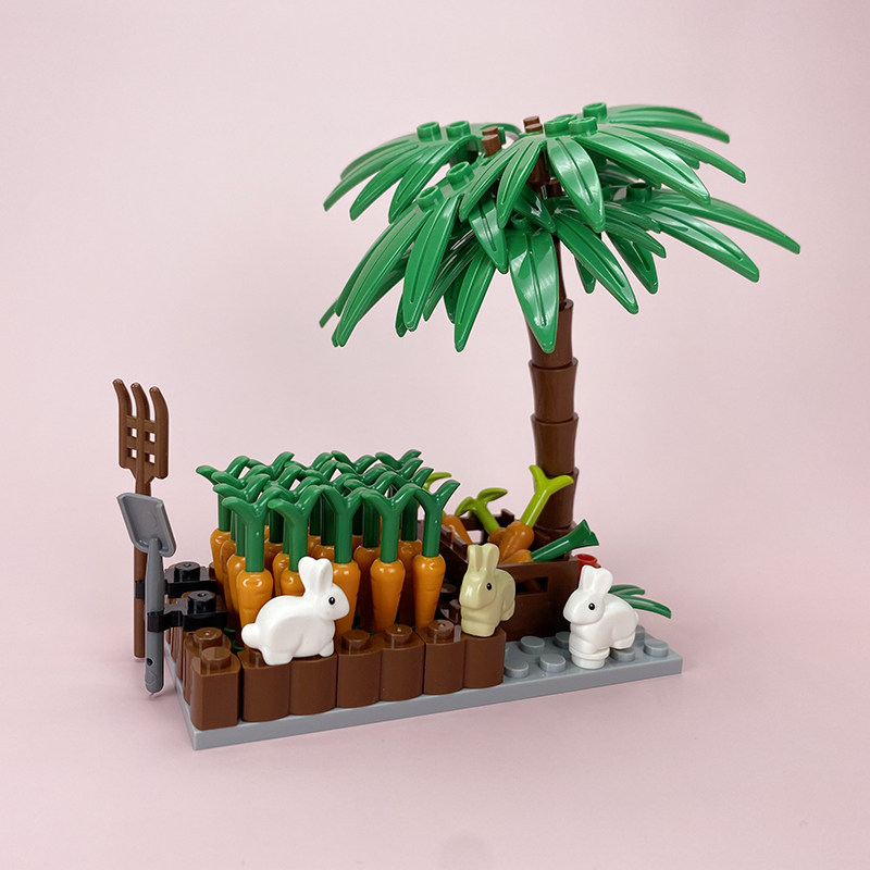 Suitable for Lego DIY Small Scene Carrot Patch Carrot Pit Little Rabbit Building Block Minifigure Toy Accessories
