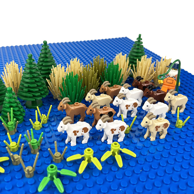 Suitable for Lego Grassland Forest Farm Animal Scene Sheep Pen Lamb Mountain Sheep Building Block Minifigure Accessories Toys