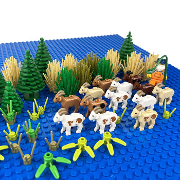 Suitable for Lego Grassland Forest Farm Animal Scene Sheep Pen Lamb Mountain Sheep Building Block Minifigure Accessories Toys