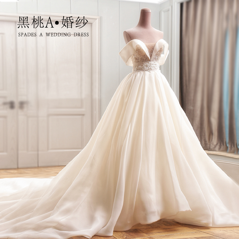 High Waist Satin Wedding Dress 2018