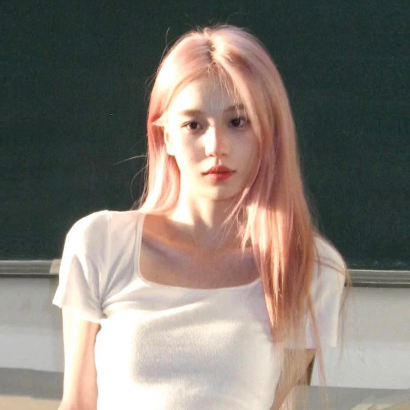 Female Wig Pink Cos Middle Parted Soft Cute Fashionable Long Straight Hair Natural Princess Elegant Face Shaping Popular Hair Set