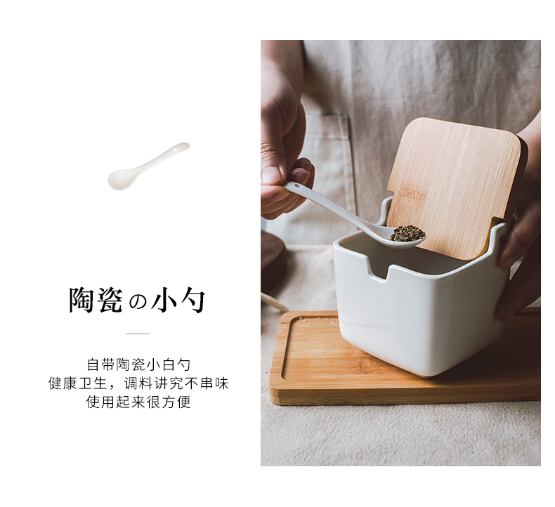 Sauce pot seasoning can suit combination suit household moistureproof with cover three - piece ceramic necessities can of kitchen utensils