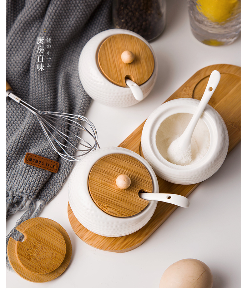 Nordic contracted seasoning as cans household combination suit ceramic cooking pot seasoning jar with cover tray kitchen utensils