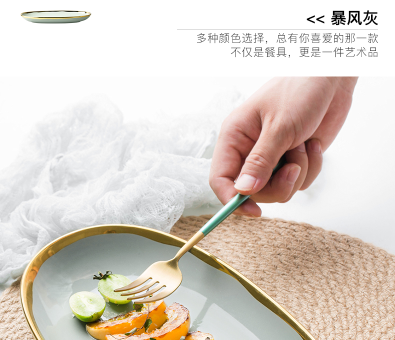 The Fish dish household new up phnom penh dish large oval disc sushi plate ceramic household steamed Fish plate of northern wind