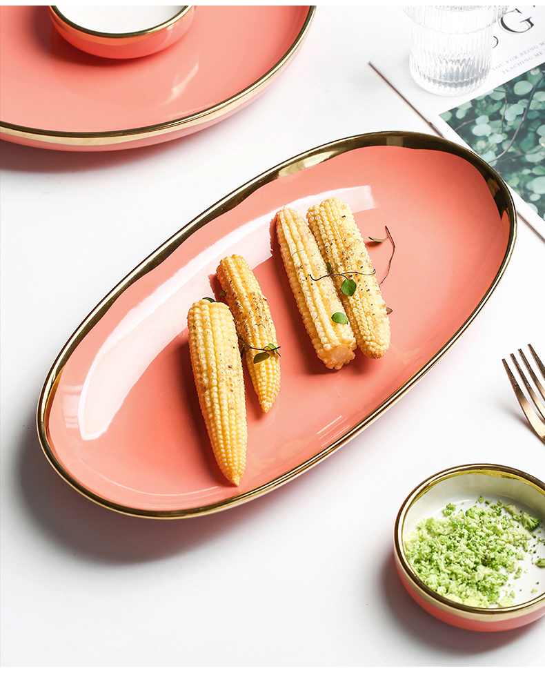 The Fish dish household new up phnom penh dish large oval disc sushi plate ceramic household steamed Fish plate of northern wind
