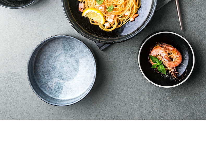 Creative ceramic bowl bowl of black and white contracted deep bowl porringer salad bowl household conical always tall bowl of salad plate