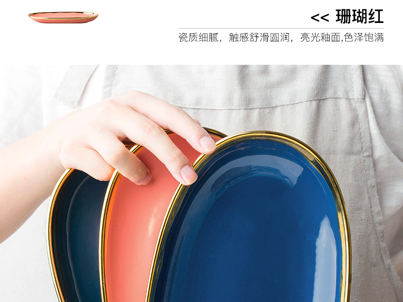 The Fish dish household new up phnom penh dish large oval disc sushi plate ceramic household steamed Fish plate of northern wind