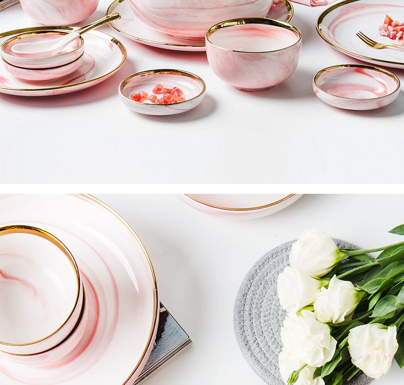 Ins fuels the Nordic light and decoration marble ceramic plate up phnom penh disc flat rice bowls large soup bowl