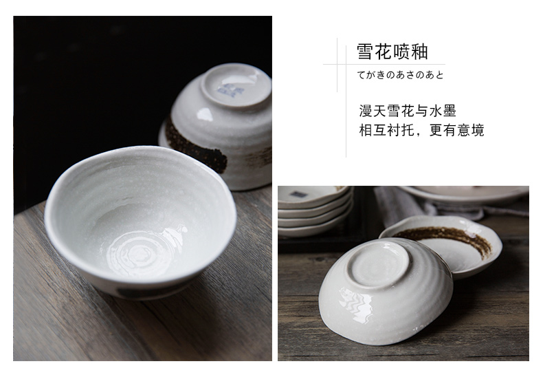 Inscription ink ceramic tableware suit creative home dishes dishes combination suit dish suits for