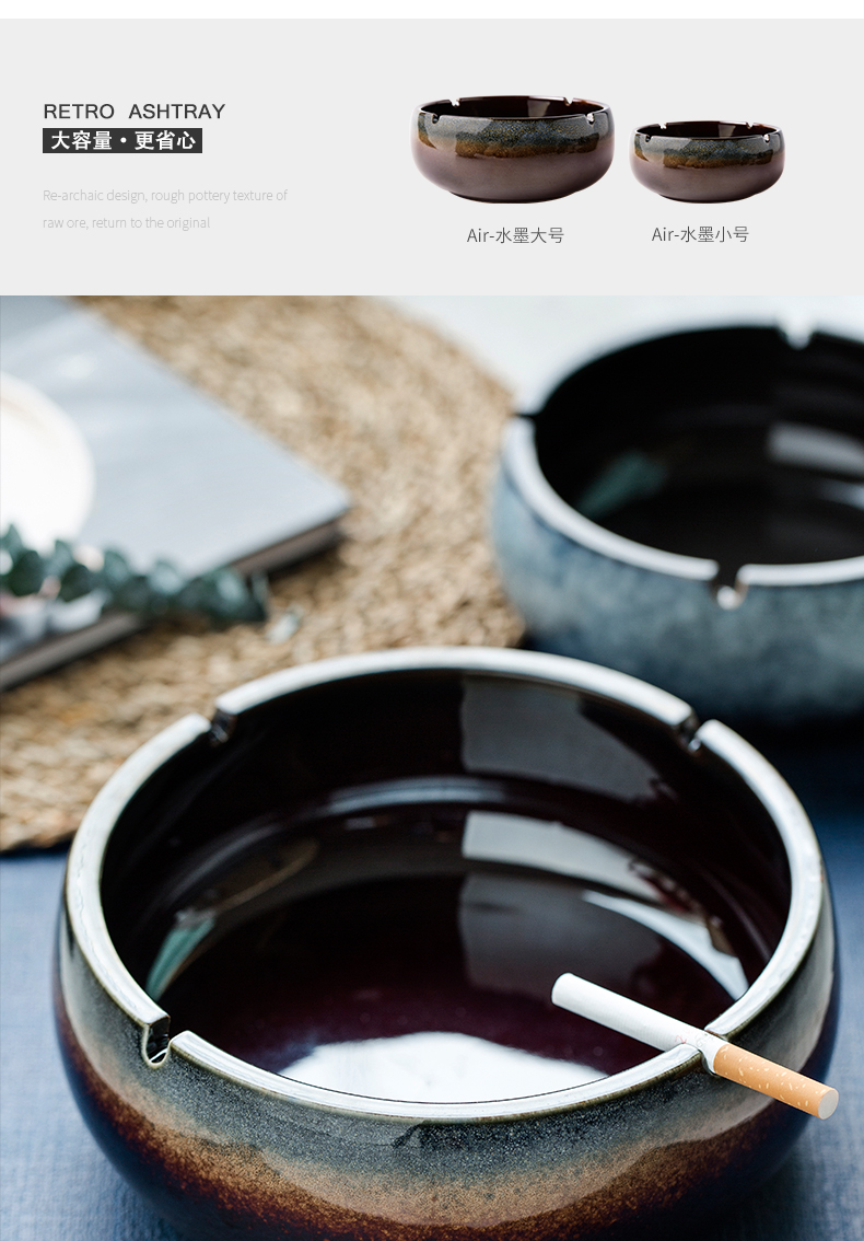 Large ashtray creative move ceramic ashtray Chinese style household living room office wind restoring ancient ways the ashtray