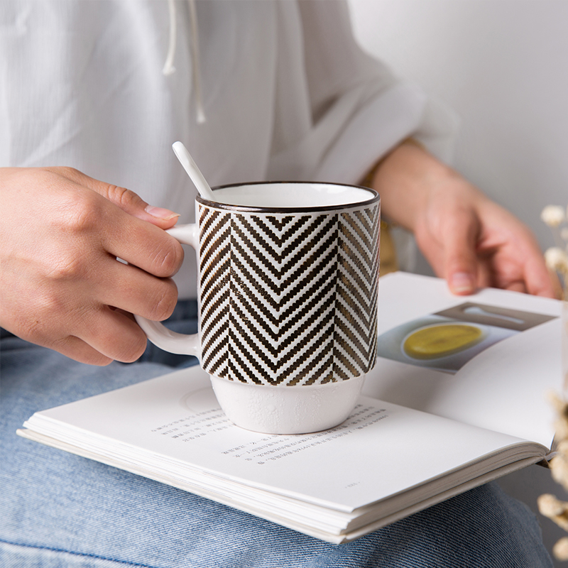 Creative mugs high - capacity ceramic cup contracted office glass cup a cup of milk for breakfast cup cup