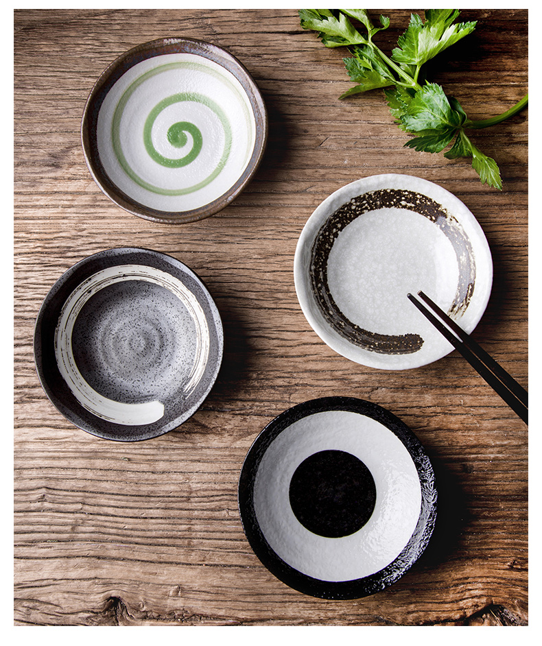 Inscription ink ceramic materials dish seasoning flavor dish adjustable home plate small sauce dish plate disc