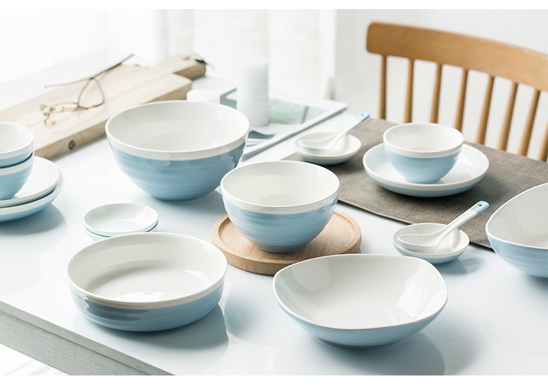 Ins ceramic tableware Nordic home big bowl rainbow such use creative wing deep dish bowl spoon, large fish dish
