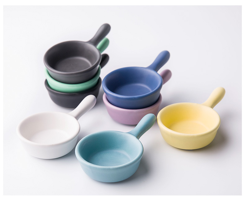 Nordic little pure and fresh and contracted and colorful flavor dish of single handle ceramic dish condiment disc tomato mustard seasoning dishes