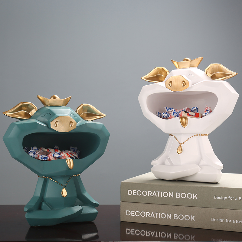Happy smiling Yan opening Entrance Door of the Pig Pendulum entry into the family door Entrance Xuanguan Shoes Cabinet TV Cabinet Decoration Release Key Joe Relocation Gift