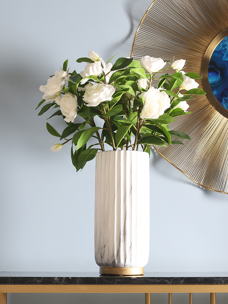 Nordic Simple Ceramic Dried Flower Vase Large Round Mouth Creative Living Room Entrance Table Decoration Flower Arrangement